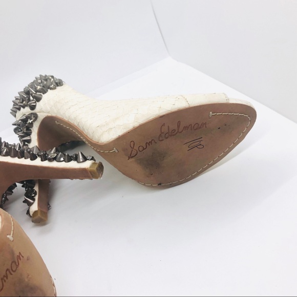 Sam Edelman Lorissa Snakeskin Peep Toe Heels - Picture 13 of 16